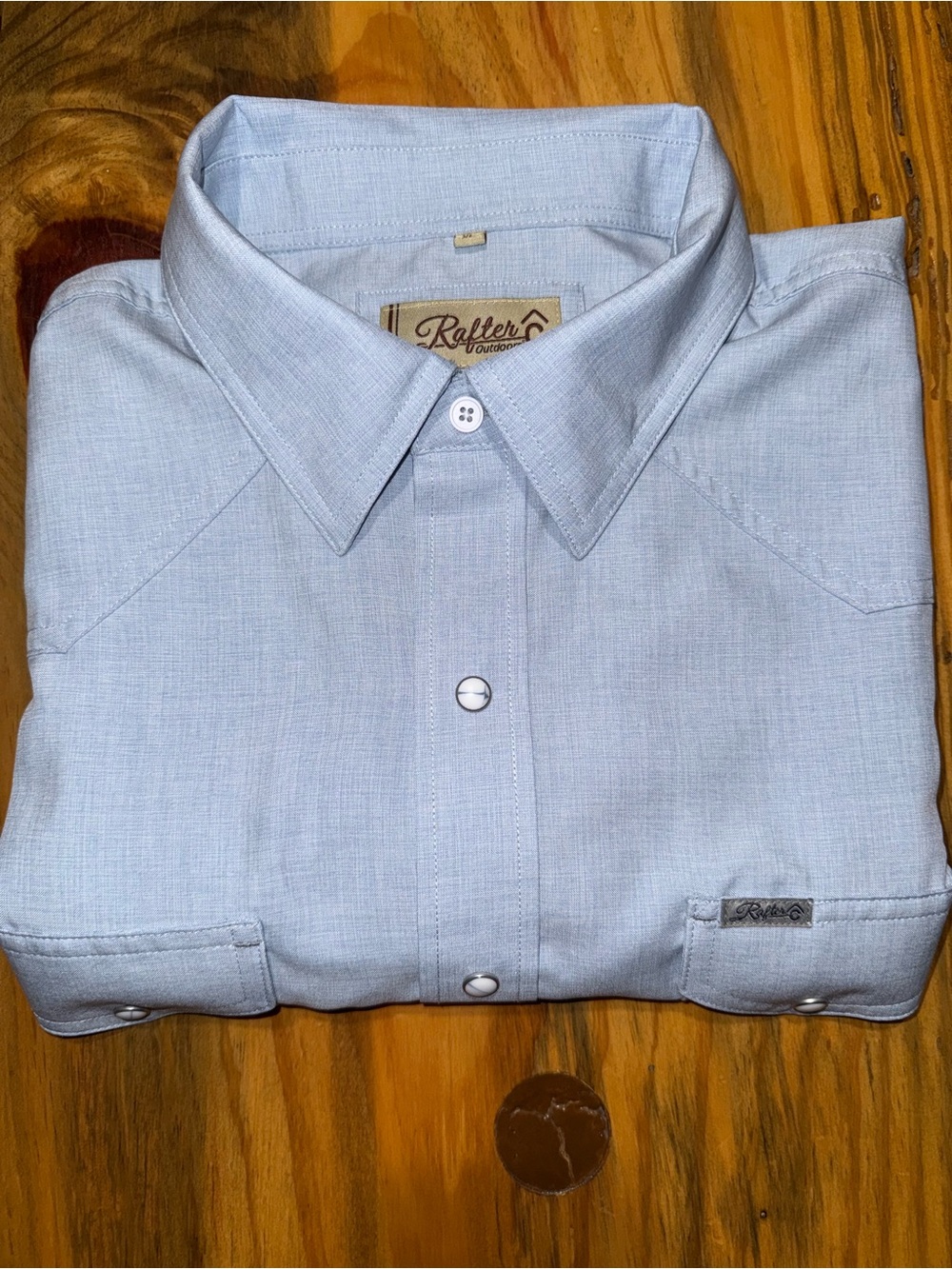 Men's Pearl Snap Western Shirt in Blue Gray Color, Short Sleeve, XL - Picture 8 of 8